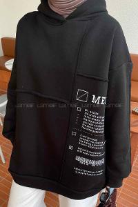 Modalemelif Mercy Baskılı Kapüşonlu Sweatshirt Siyah