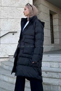 Black Hood Neck Long Arm Coat
