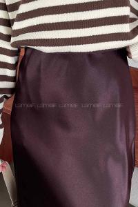 Brown Satin Fabric Flare Skirt