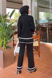 Black Medium Crew Neck Long Arm Knitwear Regular Trousers Comfortable Suit