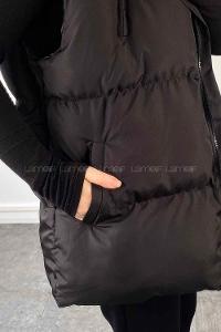 Black Hood Neck Zero Arm Cotton Unprinted Vest