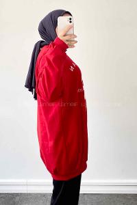 Red Crew Neck Long Arm Printed Sweatshirt