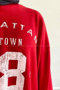Red Crew Neck Long Arm Printed Sweatshirt