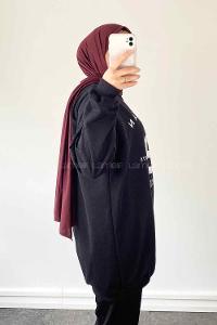 Black Crew Neck Long Arm Printed Sweatshirt