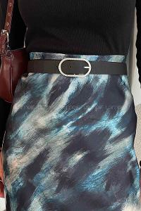 Lamelif Saten Pamuklu Leopar Etek Yeşil