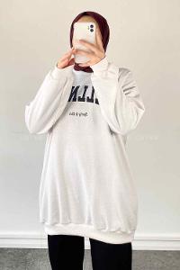 White Medium Crew Neck Long Arm Printed Sweatshirt