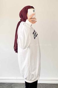 White Medium Crew Neck Long Arm Printed Sweatshirt
