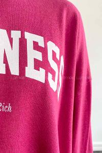 Fuchsia Medium Crew Neck Long Arm Printed Sweatshirt