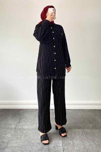 Black Shirt Collar Long Arm Cotton Comfortable Suit