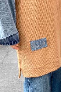 Brown With Milk Medium Crew Neck Knitwear Tunic