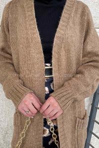 Lamelif Çift Cep Triko Hırka Vizonrengi