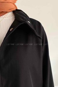 Black Neckband Long Arm Raincoat
