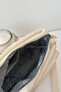 Lamelif Kapak Kilitli Vintage Çapraz Çanta Krem