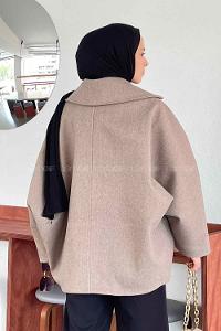 Mink Shirt Collar Long Arm Stamp Fabric Coat