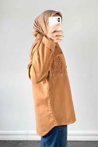 Camel Shirt Collar Long Arm Cotton Shirt