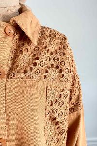 Camel Shirt Collar Long Arm Cotton Shirt