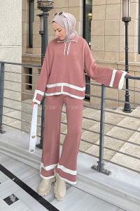 Rose Shirt Collar Long Arm Without Accessories Knitwear Regular Trousers Comfortable Suit