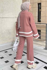 Rose Shirt Collar Long Arm Without Accessories Knitwear Regular Trousers Comfortable Suit