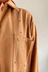 Lamelif Taş Detaylı Gömlek   Camel