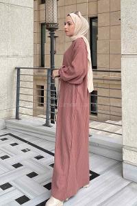 Lamelif Yarasa Kol Triko Elbise Gül