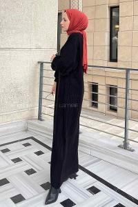 Lamelif Yarasa Kol Triko Elbise Siyah