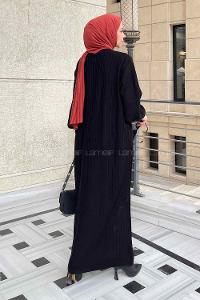 Lamelif Yarasa Kol Triko Elbise Siyah