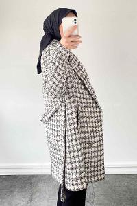 White Medium V Neck Long Arm Cotton Jacket