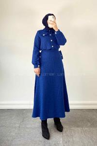 Saxe Shirt Collar Long Arm Cotton Flare Suit