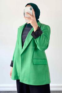 Grassgreen V Neck Long Arm Poplin Fabric Elastan Jacket