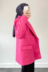 Lamelif Daisy Kaşe Ceket Fuşya