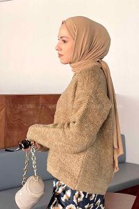 Lamelif Kalın Yumoş Hırka Vizonrengi