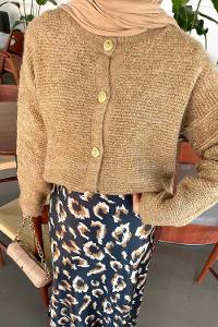 Lamelif Kalın Yumoş Hırka Vizonrengi