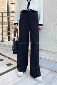 Lamelif Kemerli Palazzo Pantolon Siyah