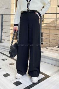 Lamelif Kemerli Palazzo Pantolon Siyah