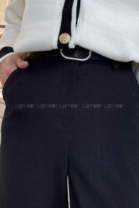 Lamelif Kemerli Palazzo Pantolon Siyah