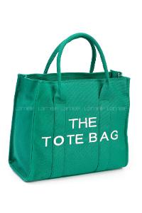 Lamelif Tote Bag Nakışlı Kanvas Kumaş Kadın Çanta Yeşil