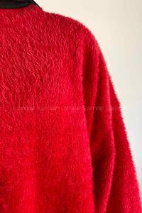 Red Turtle Neck Cotton Lycra Unprinted Tunic