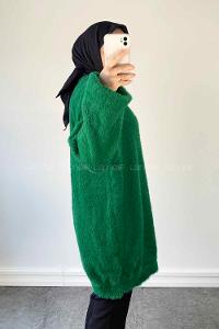 Green Turtle Neck Cotton Lycra Unprinted Tunic