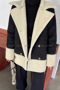 Black Shirt Collar Long Arm Coat