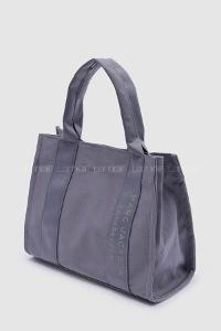 Lamelif Kanvas Kumaş Siyah Çapraz Çanta Kadın Gri