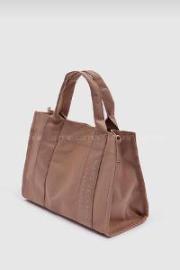 Lamelif Kanvas Kumaş Siyah Çapraz Çanta Kadın Vizonrengi