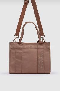 Lamelif Kanvas Kumaş Siyah Çapraz Çanta Kadın Vizonrengi