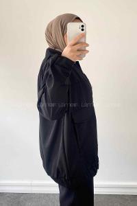 Black Mandarin Collar Long Arm Cotton Jacket