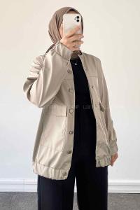 Stone Mandarin Collar Long Arm Cotton Jacket
