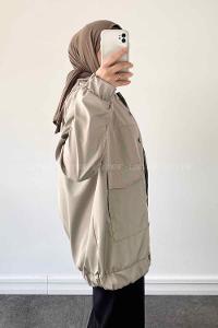 Stone Mandarin Collar Long Arm Cotton Jacket