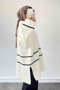 Ecru Zippered Neck Knitwear Tunic