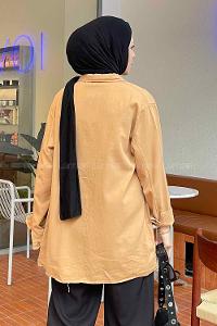 Modalamelif Jamie Ön Düğme Detaylı Gömlek Camel