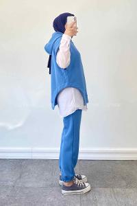 Modalamelif Kolsuz Üç İplik Eşofman Takım Mavi