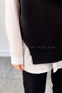 Black Hood Neck Zero Arm Cotton Fabric Elastic Trousers Comfortable Suit