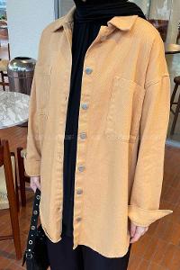 Lamelif Parice Arka Detay Püsküllü Gömlek Camel